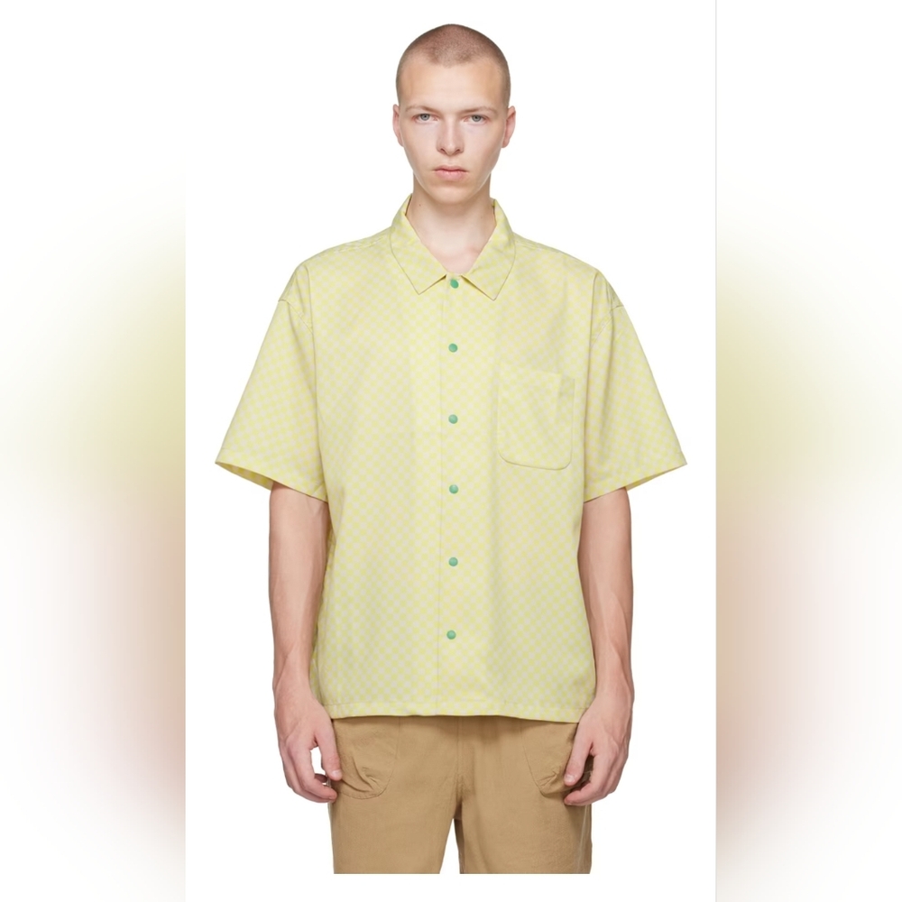 Brain Dead Checkered Keylime Shirt - L